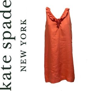 KATE SPADE coral linen shift dress